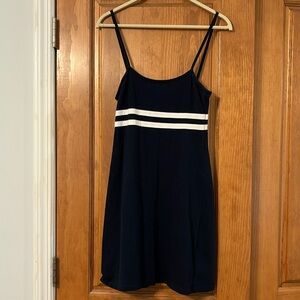 Brandy Melville navy and white striped dress